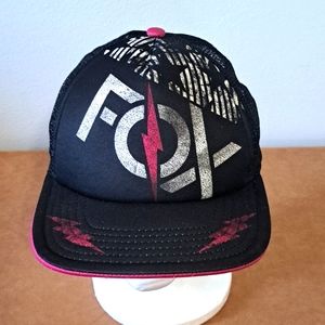 Fox Hat lightning bolt Riders Company black pink adjustable